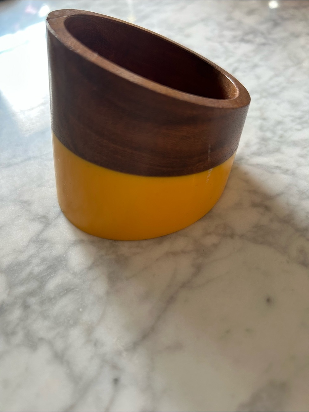 Mango Women’s Wood and Yellow Resin Decorative Bracelet